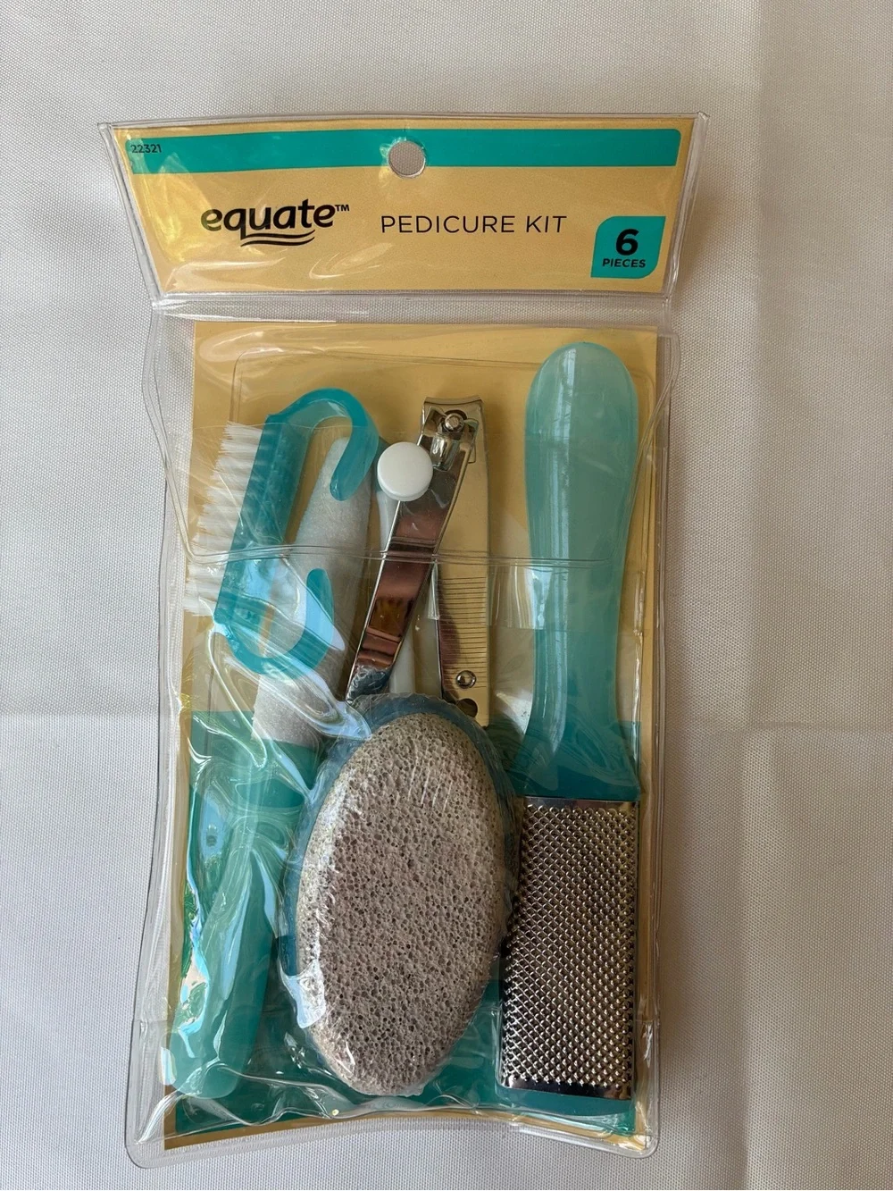 Equate Teal Pedicure Kit - 6 Piece Women Bath & Body Tools Set Bundle